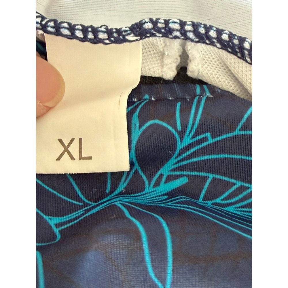 Two Piece Tropical Rash Guard and Swim Shorts Set Navy Teal Floral XL - Picture 7 of 15